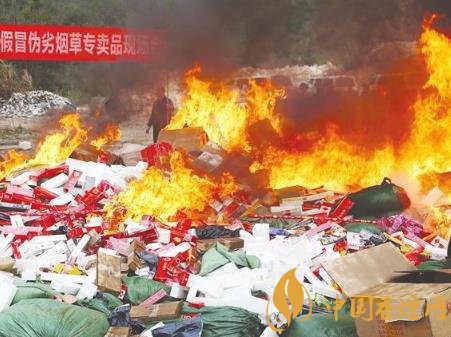 假冒卷煙違法 湖南常德煙草局集中銷毀假冒卷煙1300余萬(wàn)支